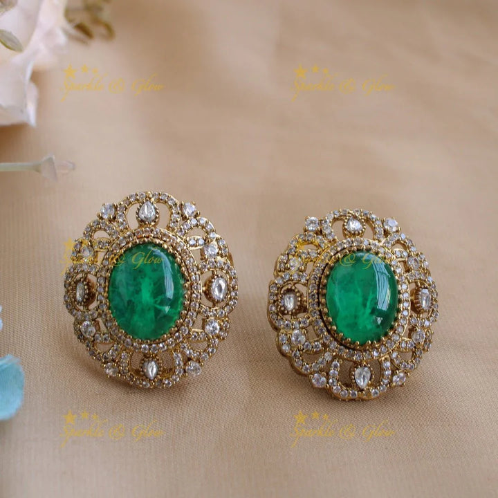 Grand intricate Floral and branch pendant Victorian AD two layer long necklace with blue stone - Sparkle and Glow