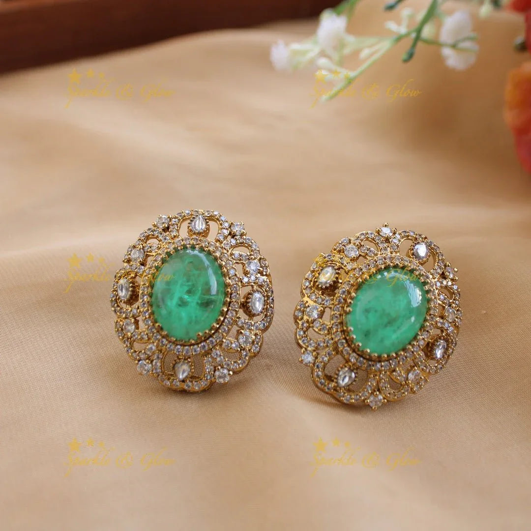 Grand intricate Floral and branch pendant Victorian AD two layer long necklace with blue stone - Sparkle and Glow