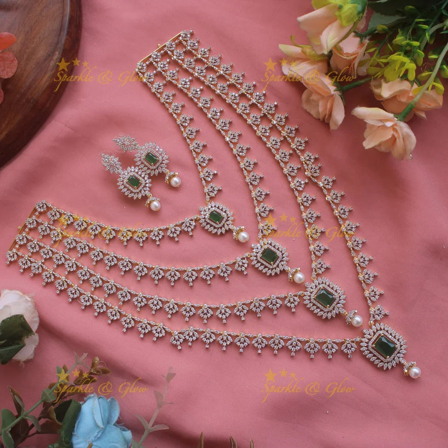 Beautiful American diamond layered haram - Sparkle and Glow