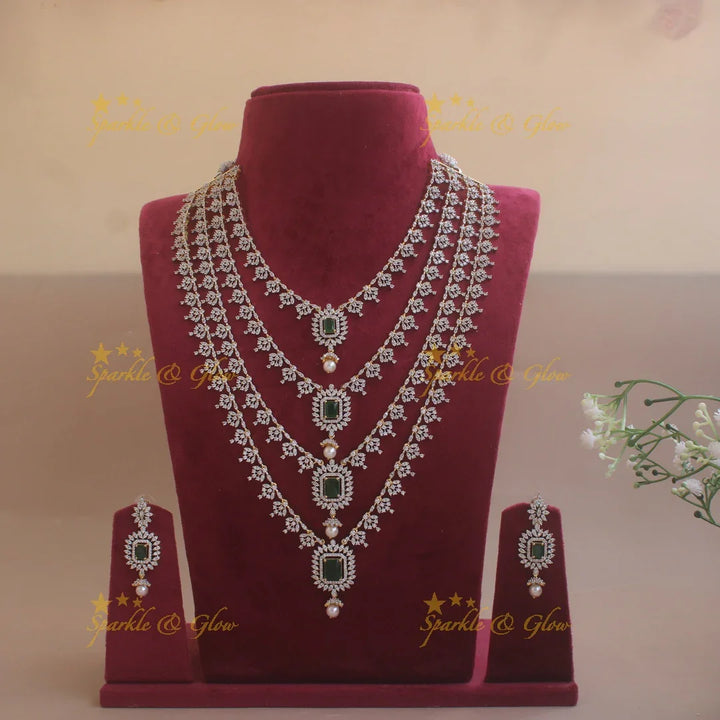 Beautiful American diamond layered haram - Sparkle and Glow