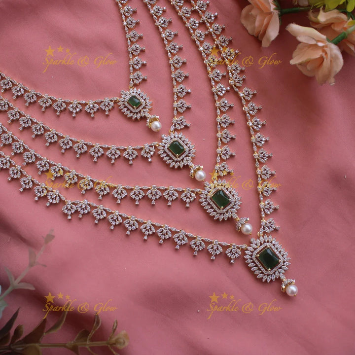 Beautiful American diamond layered haram - Sparkle and Glow