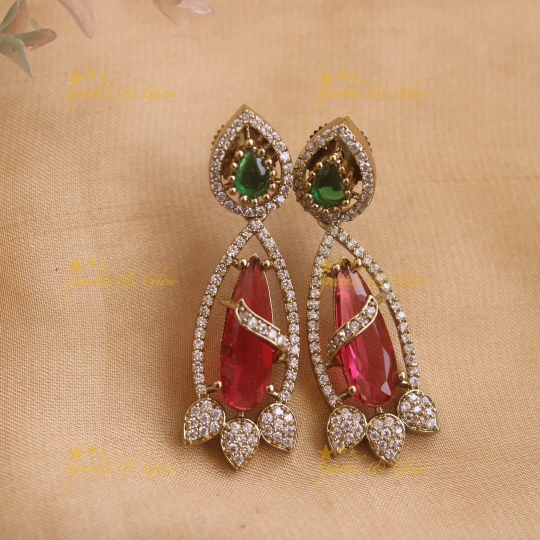 Elegant Parrot design oval stone pendant black beads necklace, mangalsutra - mint green - Sparkle and Glow