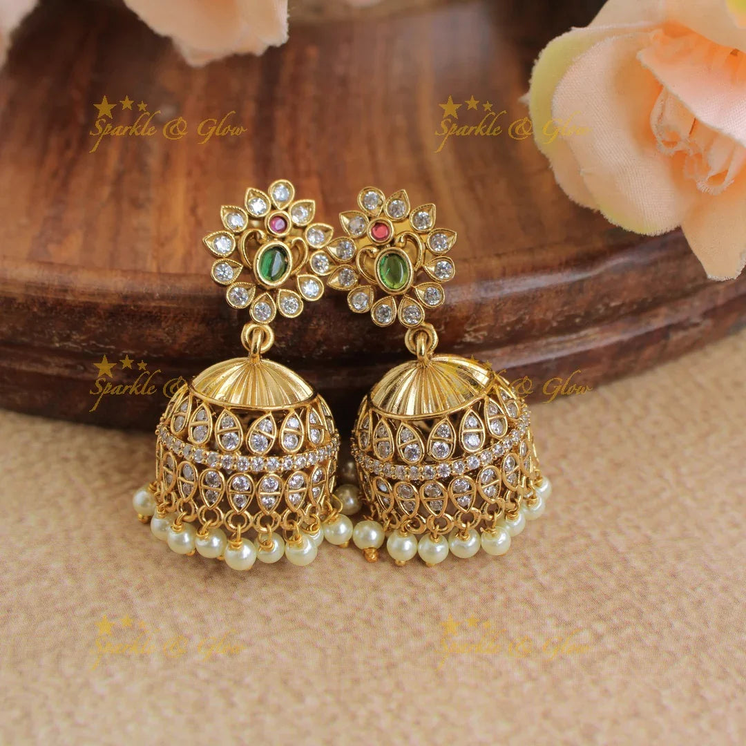 Stunning Floral and tribal design short necklace with multi colour stones and pearls - Sparkle and Glow