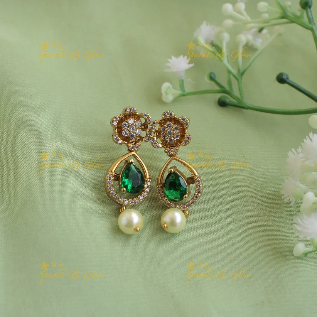 Beautiful Floral design AD short necklace with interchangeable stones - Sparkle and Glow