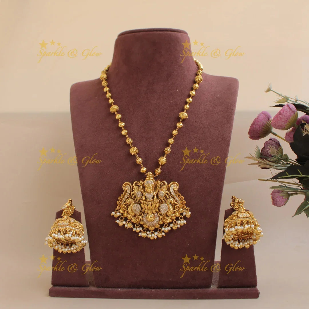 Elegant Lakshmi gold alike pendent chain set - Sparkle and Glow