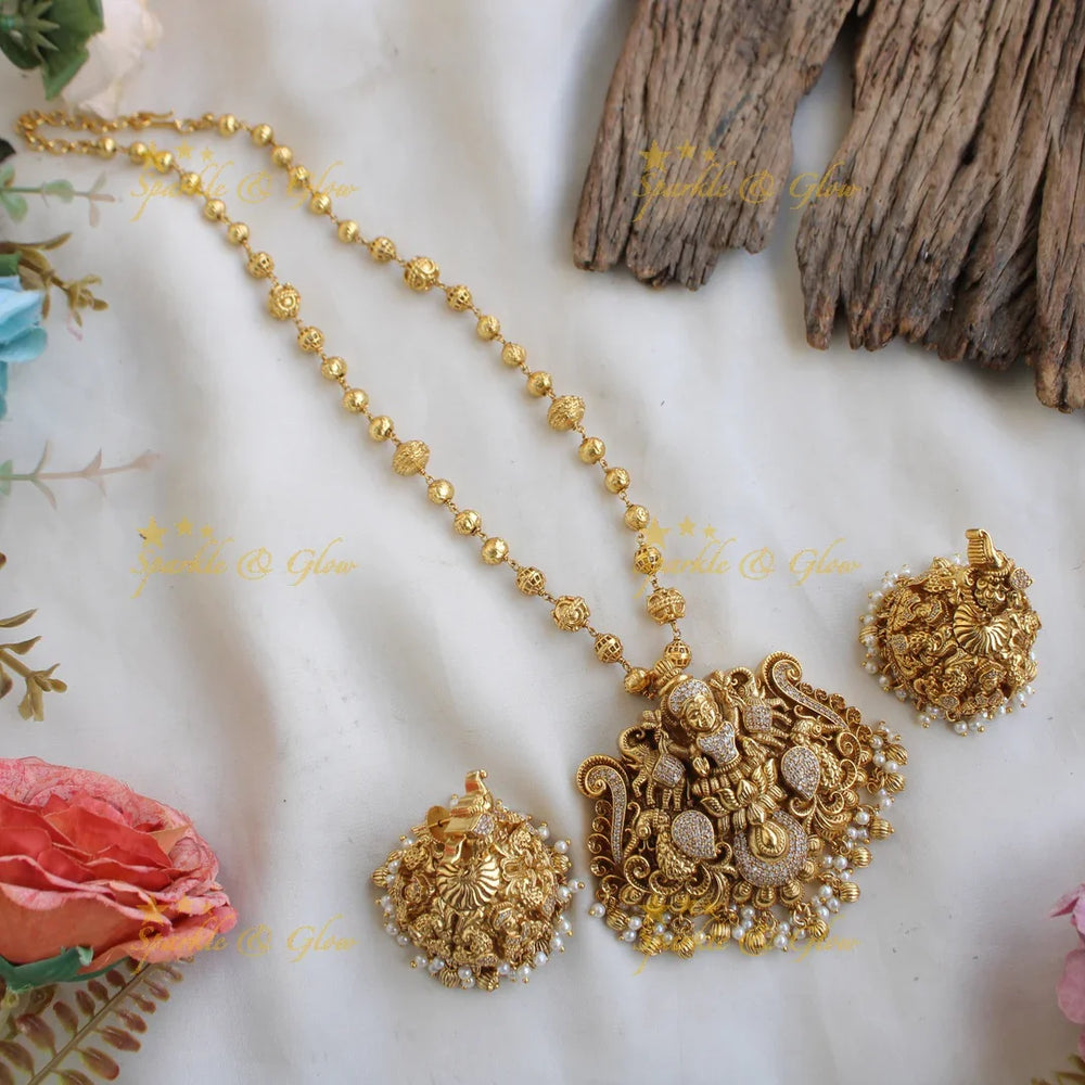 Elegant Lakshmi gold alike pendent chain set - Sparkle and Glow
