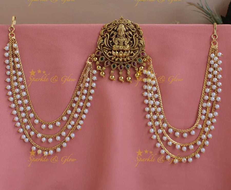 Kemp Lakshmi Floral Jada billa with Pearl Maatil - Sparkle and Glow