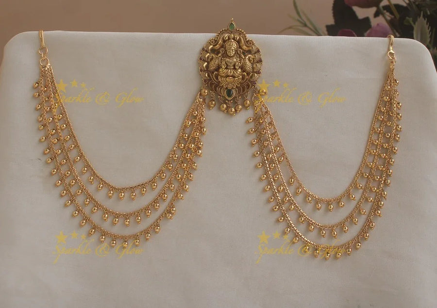 Beautiful Kemp Lakshmi Dual Tone Peacock Jada billa with Gungroo Maatil - Sparkle and Glow