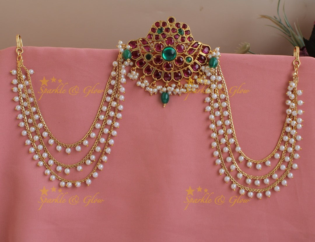 Elegant Kemp Dual Tone Mango Floral Jada billa with Pearl Maatil