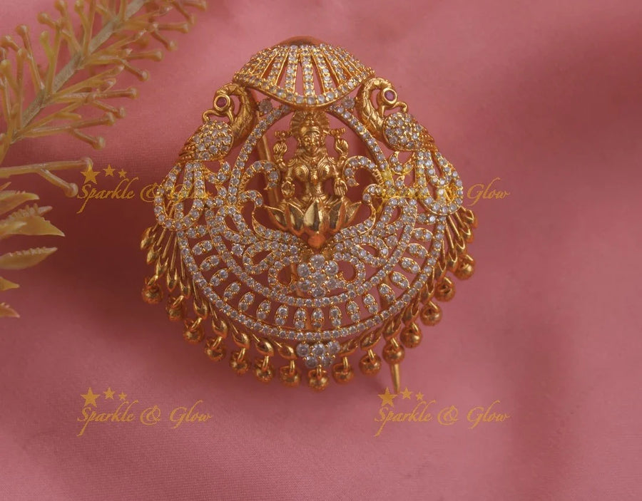 Elegant Lakshmi Floral Hair pin with AD stones - Sparkle and Glow