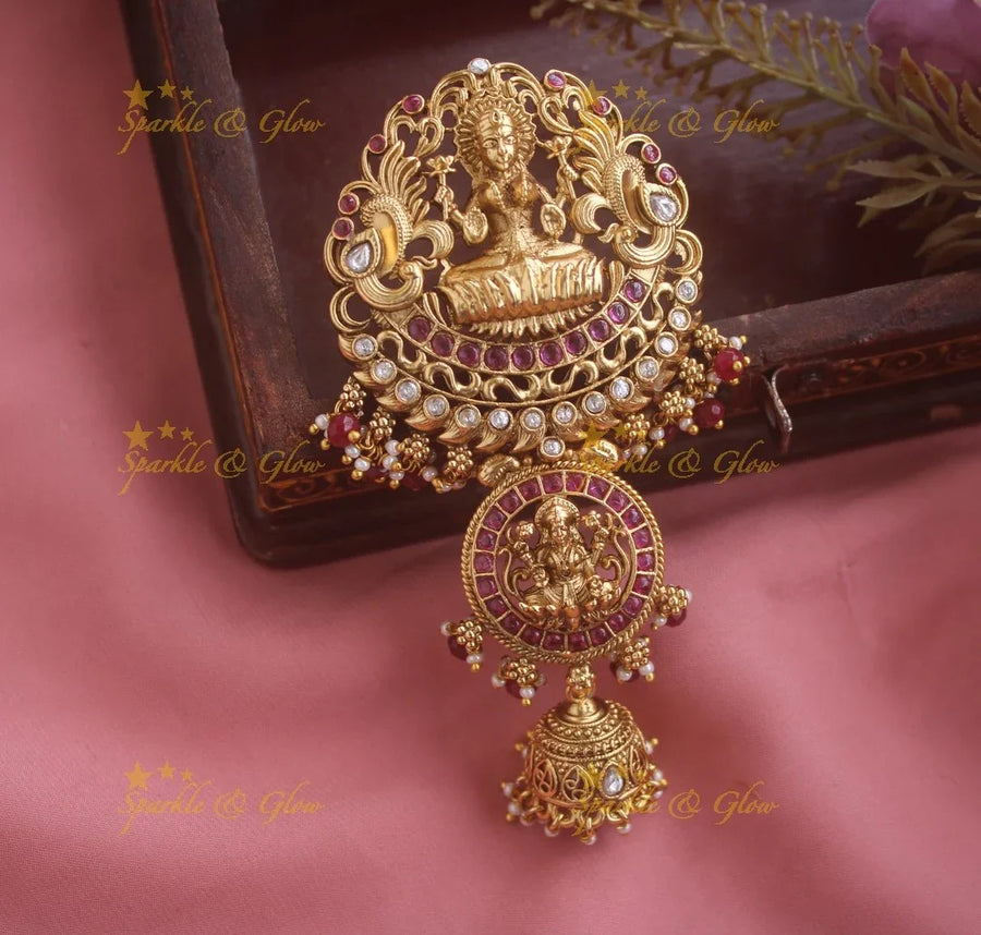 Sparkling Dual Tone Lakshmi Floral kemp hair pin with gold beads - Sparkle and Glow