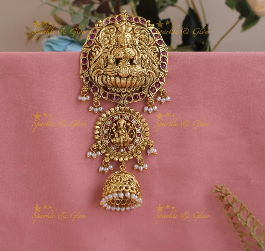 Sparkling Dual Tone Lakshmi Floral kemp hair pin with Pearl beads - Sparkle and Glow