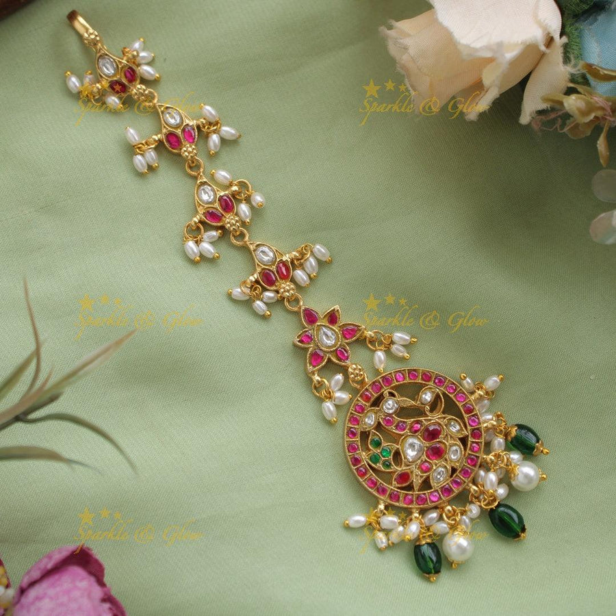 Jadau Peacock Star design Tikka - Sparkle and Glow