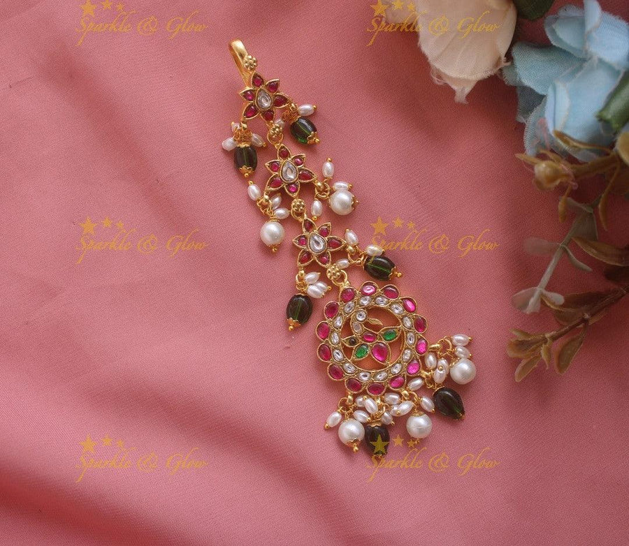 Jadau Peacock Mandala Tikka - Sparkle and Glow