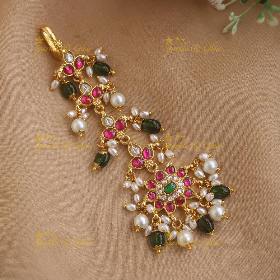 Jadau Floral Square design Tikka - Sparkle and Glow