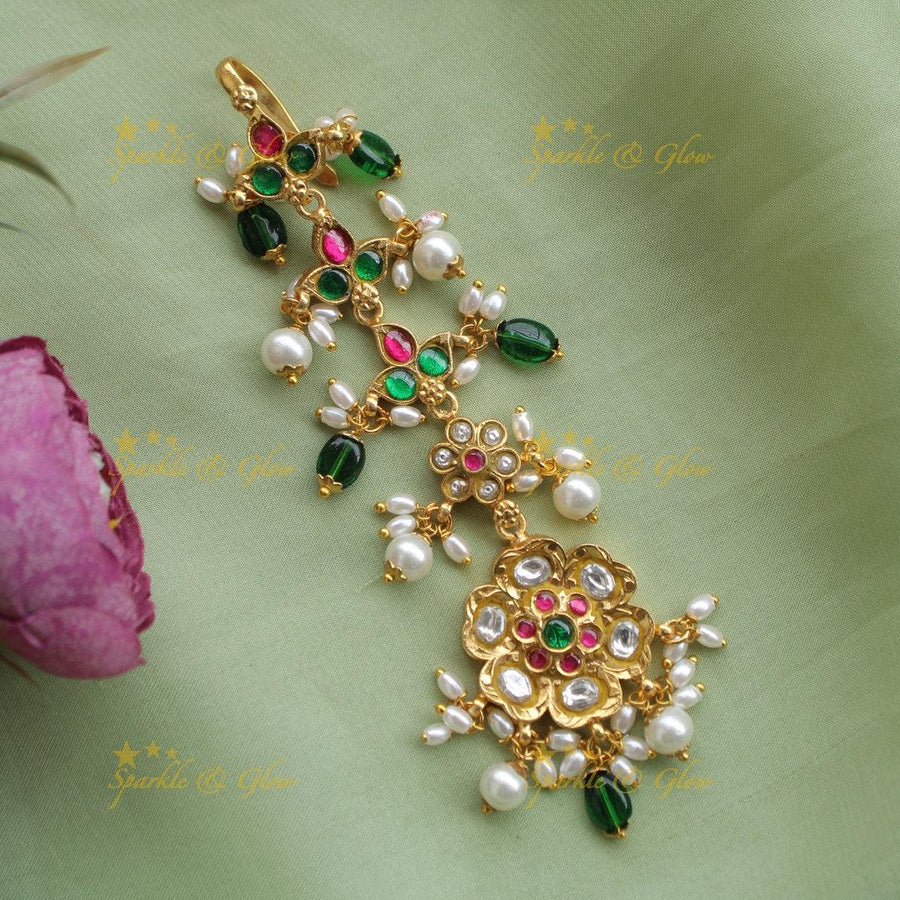 Beautiful Jadau Floral Guttapusalu Tikka - Sparkle and Glow