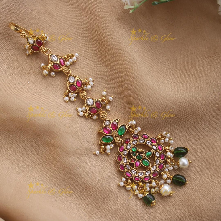 Jadau Multicoloured Peacock Floral Tikka - Sparkle and Glow