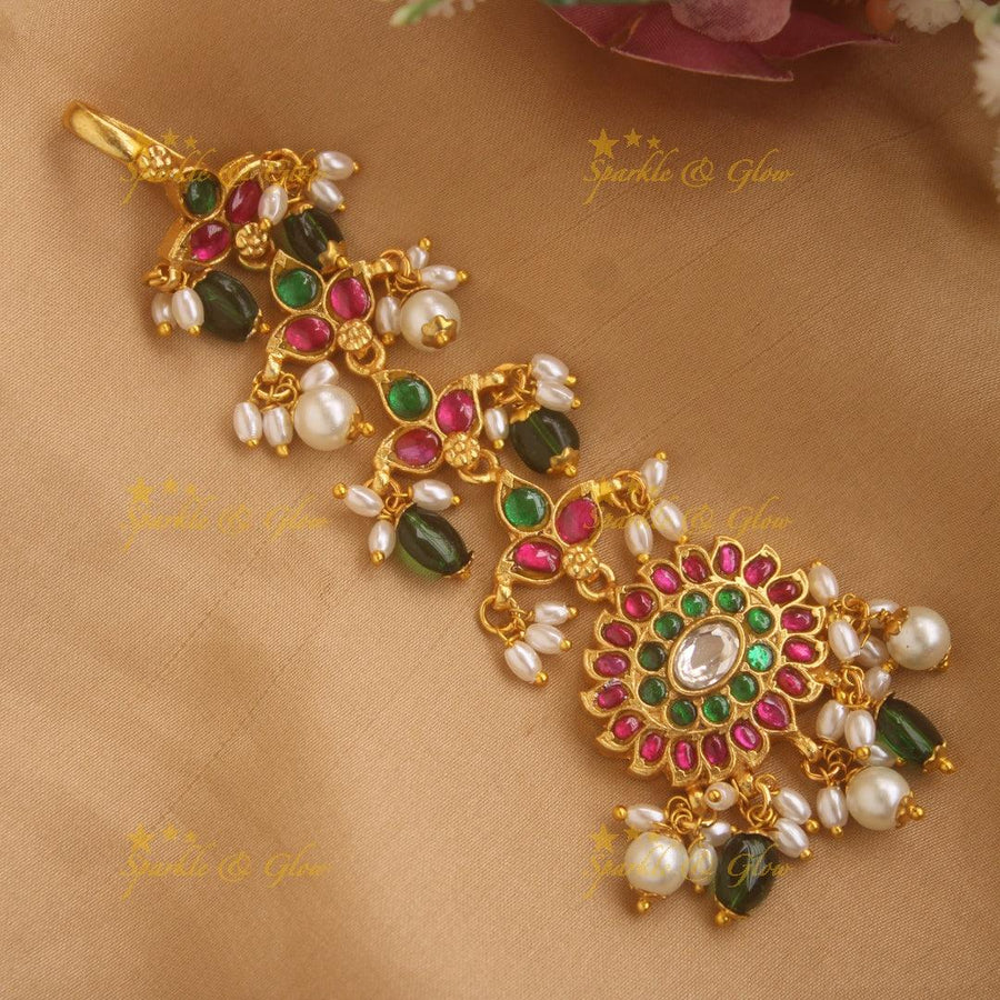 Elegant Ruby Mango Floral design Jadau Tikka - Sparkle and Glow