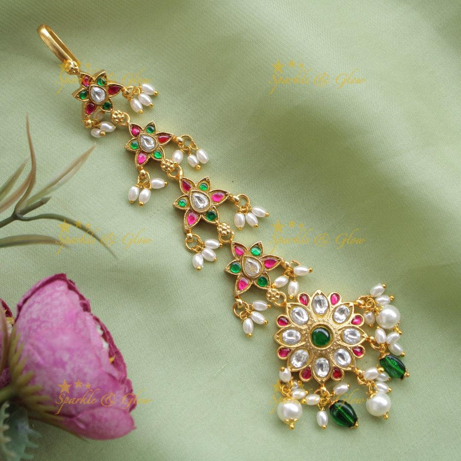 Jadau Start Floral Guttapusalu Tikka - Sparkle and Glow