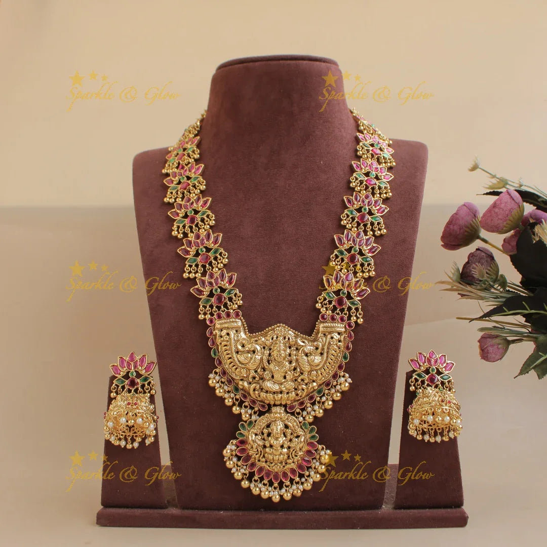 Beautiful Kemp Lotus Lakshmi Long necklace - Sparkle and Glow