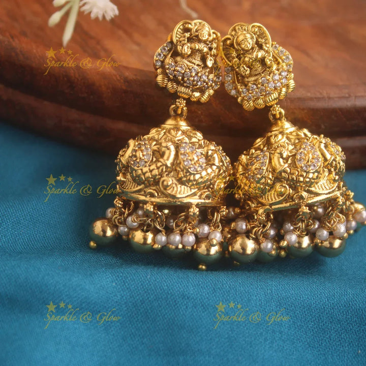 Gold alike Lakshmi haram with gold beads - Sparkle and Glow