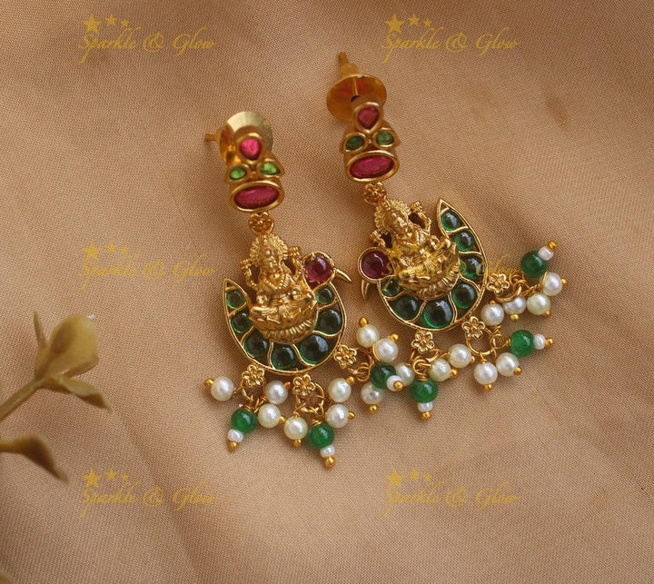 Idol Lakshmi Peacock Kemp Layered Pearl Choker - Sparkle and Glow