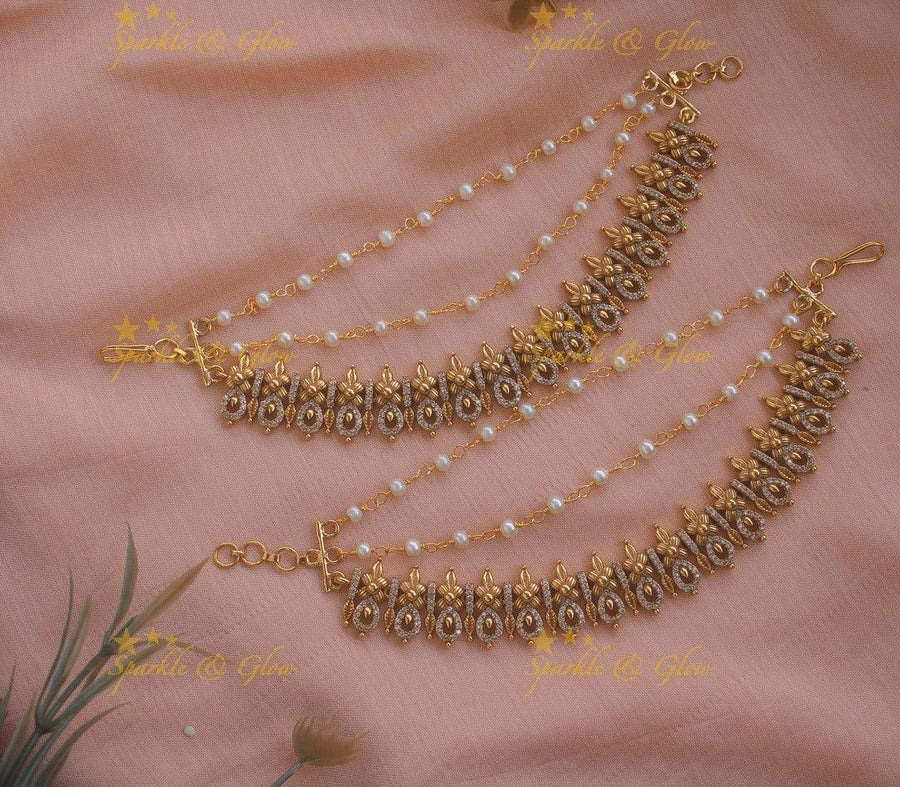 Elegant Floral Earchain - Sparkle and Glow