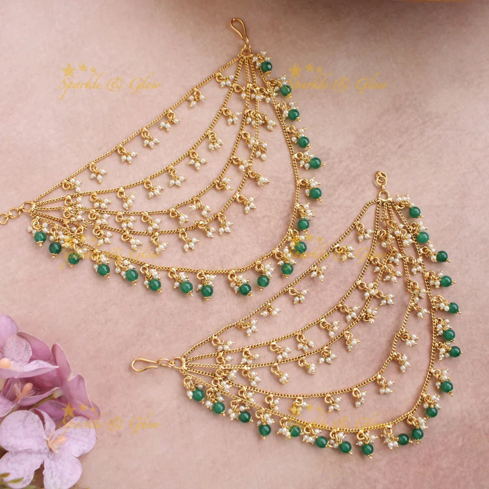 Elegant Five Layered gold alike Earchain-Purple - Sparkle and Glow