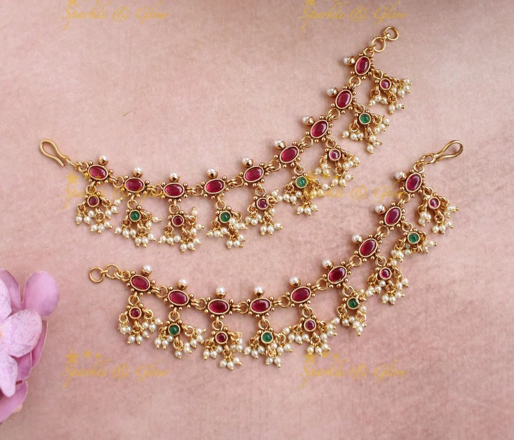 Gold Alike Kemp earchain with Gold Droppings - Sparkle and Glow