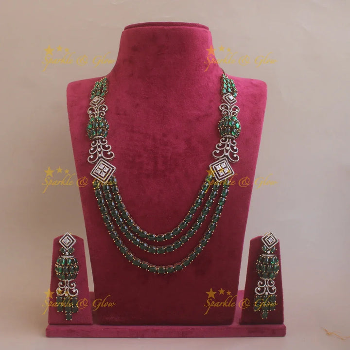 Gorgeous Victorian AD Layer haram with emerald stones - Sparkle and Glow