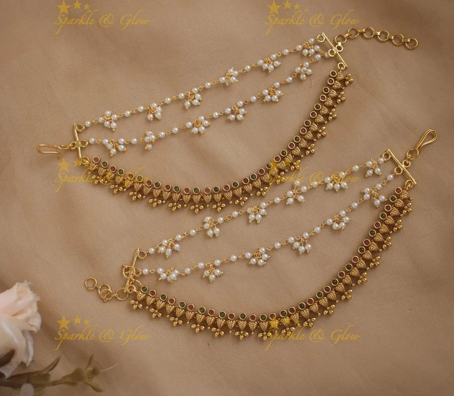 Sparkling Leaf design Kemp Earchain - Sparkle and Glow