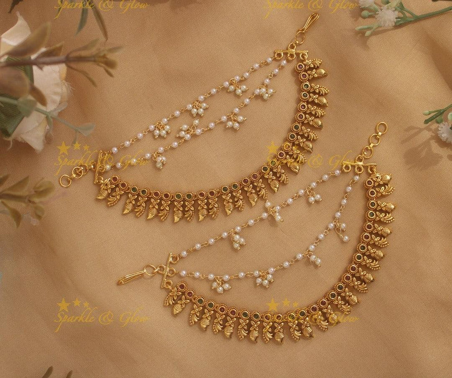 Elegant Mango design Kemp Earchain - Sparkle and Glow