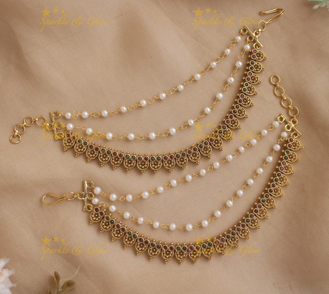 Stunning Flower design Earchain - Sparkle and Glow