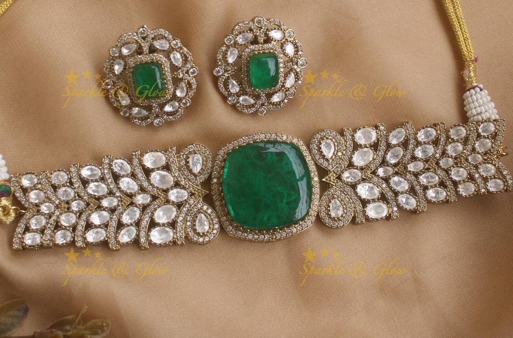 Elegant Infinity design Stone floral Victorian AD choker - Sparkle and Glow