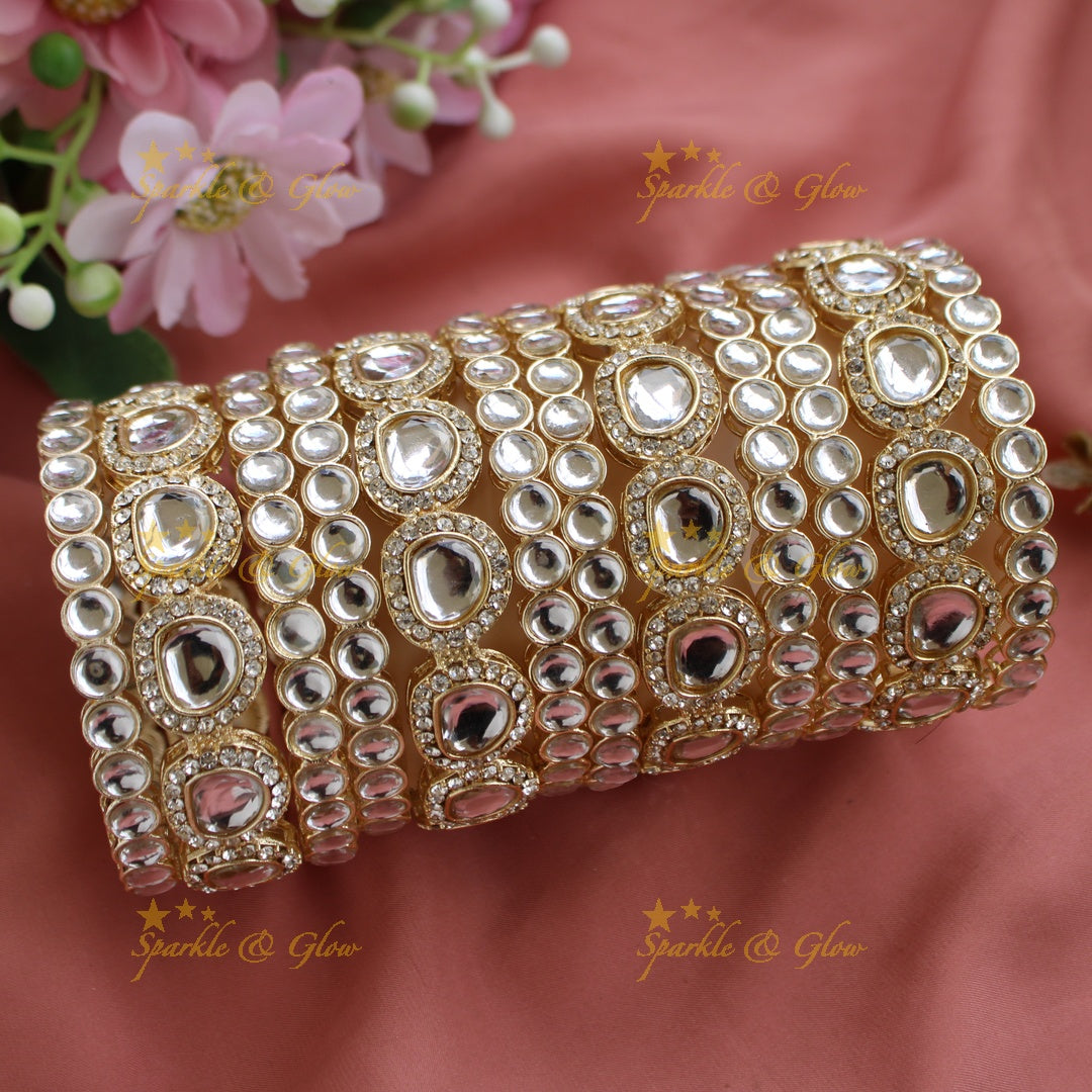 Grand Kundan stone bridal bangle set