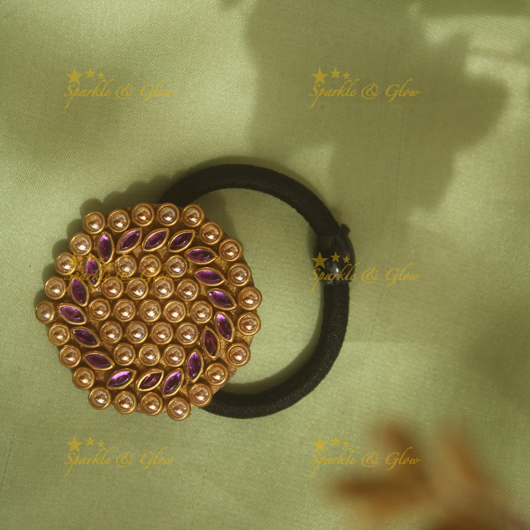 Beautiful Hexagon shape kundan stone hair band