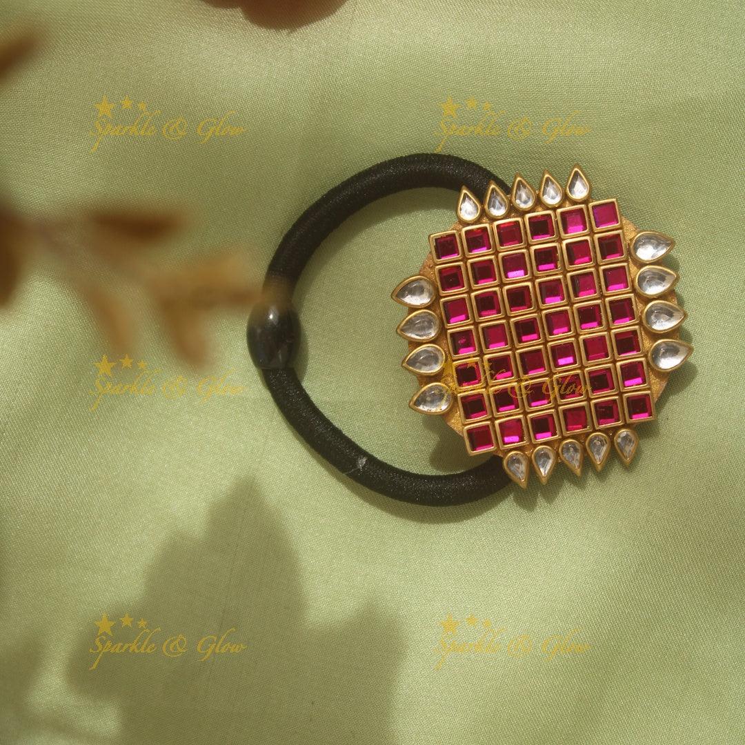 Elegant Square shape kundan stone hair band - Sparkle and Glow