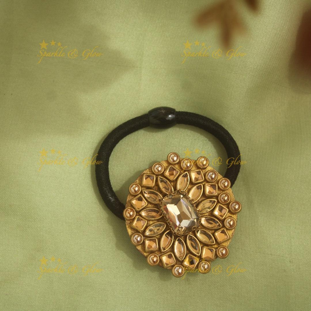 Elegant Floral kundan stone hair band - Sparkle and Glow