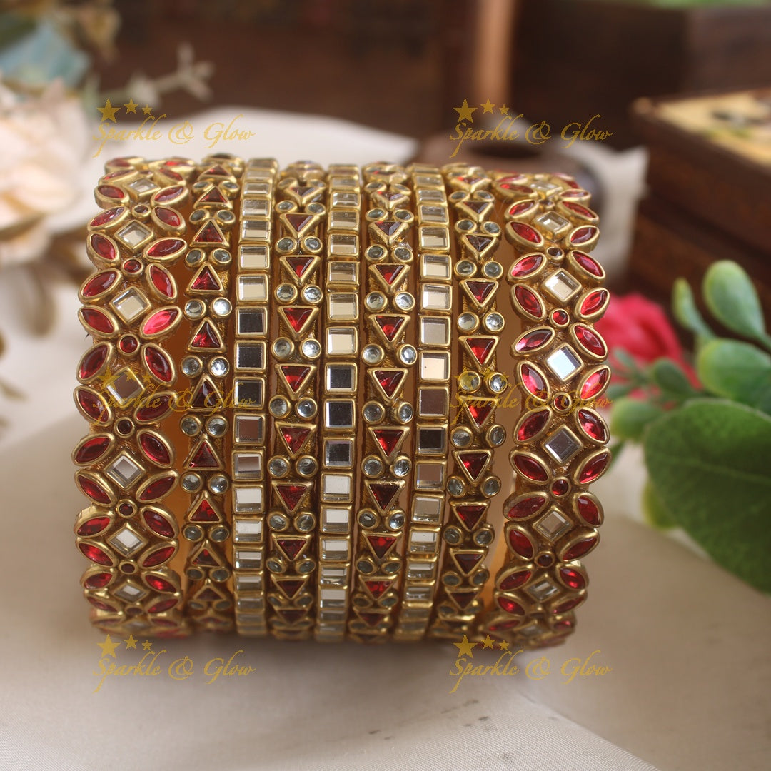 Grand Floral Square diamond and bubble design Silk Thread Bridal Bangles