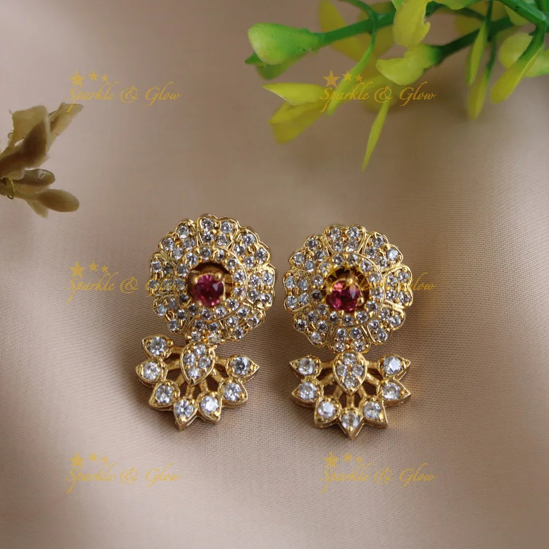 Stunning Floral and leaflet design AD short necklace with multi colour interchangeable stones - Sparkle and Glow