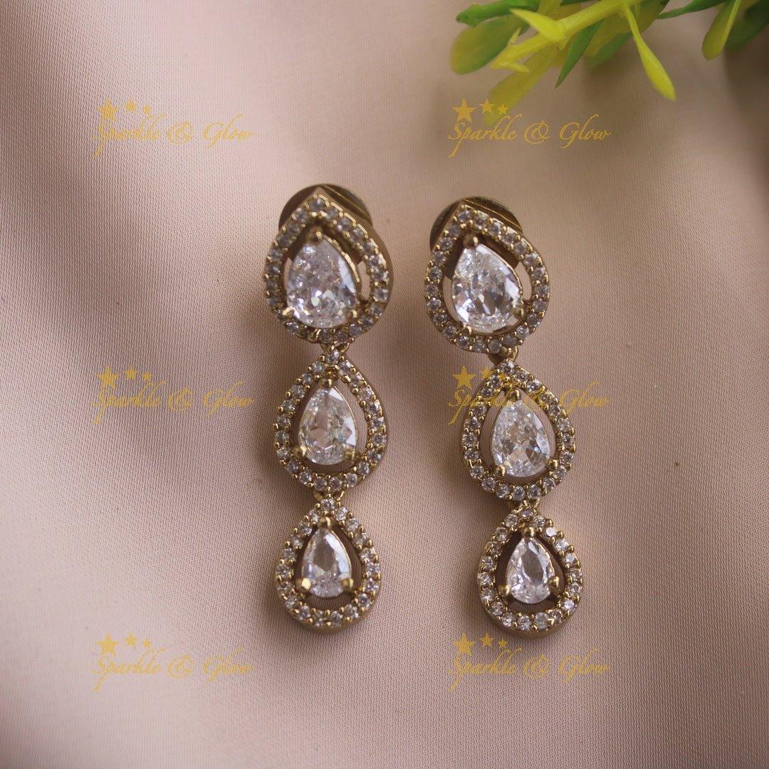 Elegant Water drop design AD short necklace with pink stones - Sparkle and Glow
