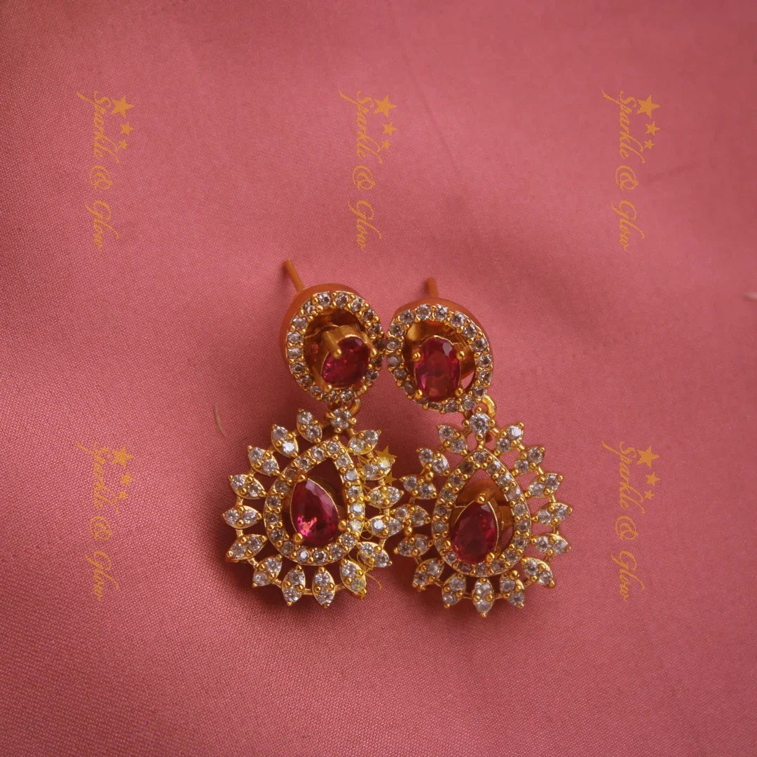 Beautiful Floral and Leaflet design AD short necklace with multi colour interchangeable stones - Sparkle and Glow