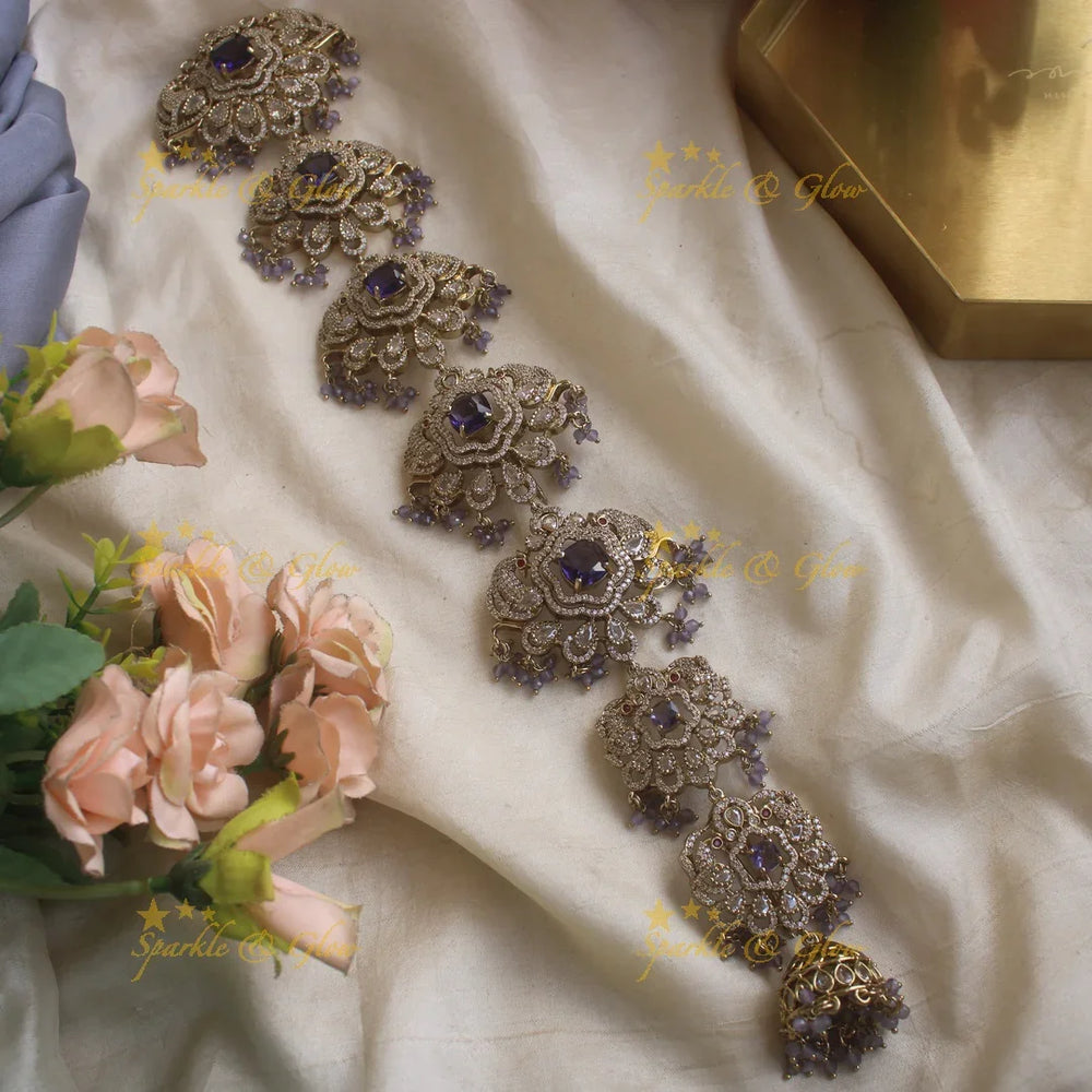 Stunning Floral Peacock design medium size victorian jadabilla with stones and beads - Sparkle and Glow