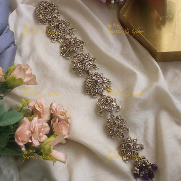 Statement Floral design medium size victorian jadabilla with stones pearls and beads - Sparkle and Glow