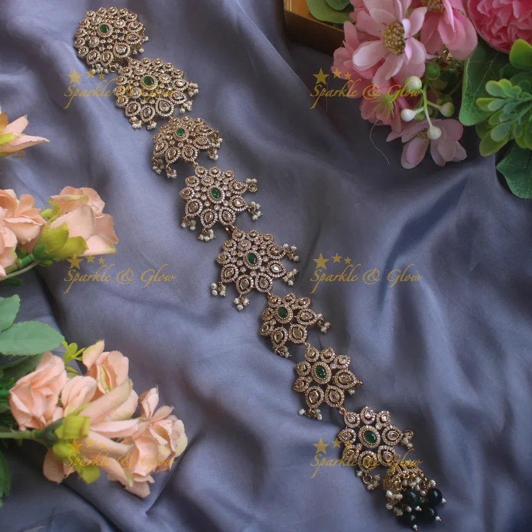 Statement Floral design medium size victorian jadabilla with stones pearls and beads - Sparkle and Glow