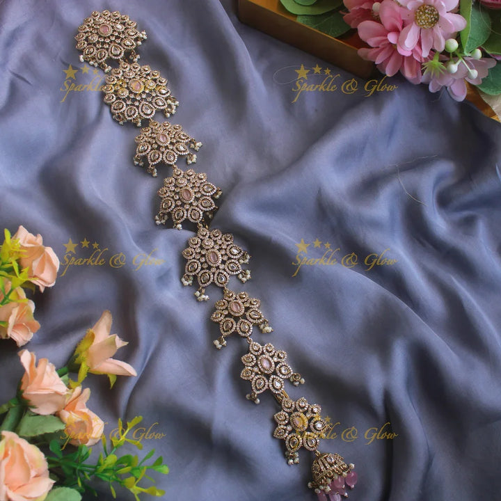 Statement Floral design medium size victorian jadabilla with stones pearls and beads - Sparkle and Glow