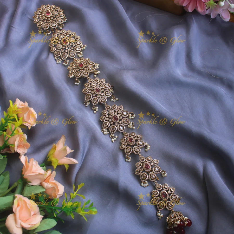 Statement Floral design medium size victorian jadabilla with stones pearls and beads - Sparkle and Glow
