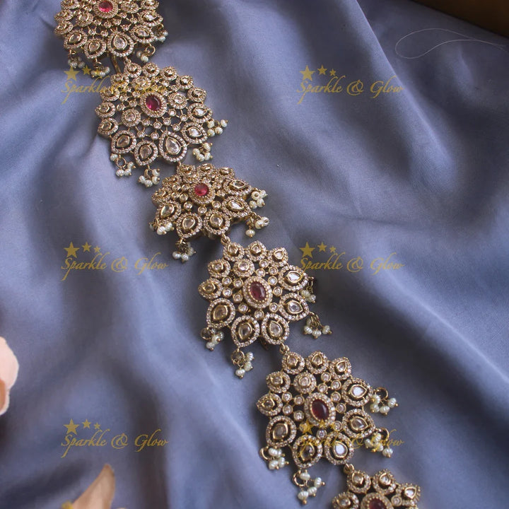 Statement Floral design medium size victorian jadabilla with stones pearls and beads - Sparkle and Glow