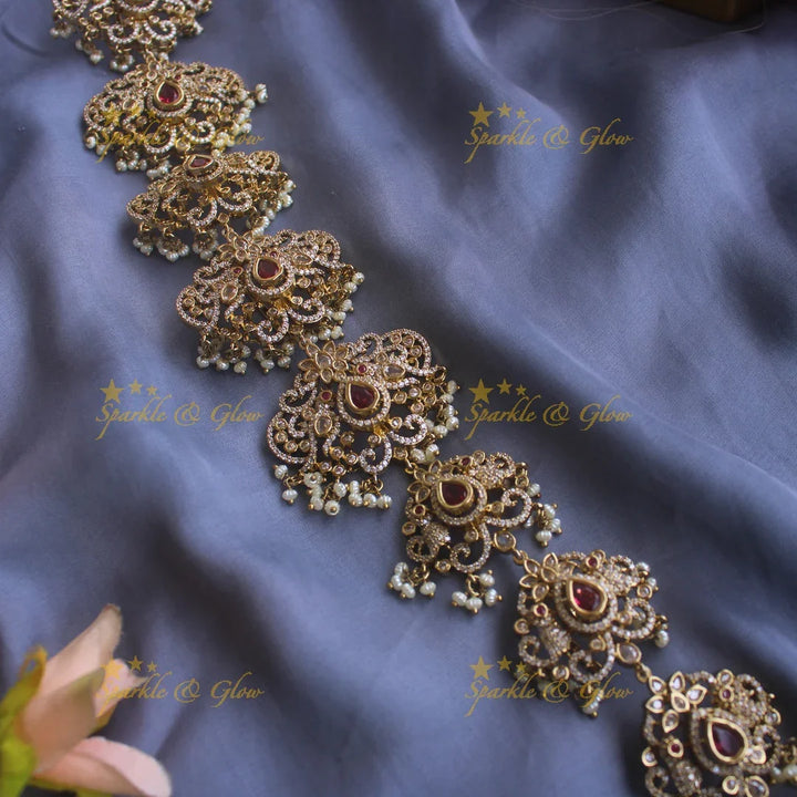 Exclusive Peacock Floral medium size victorian jadabilla with stones pearls and beads - Sparkle and Glow