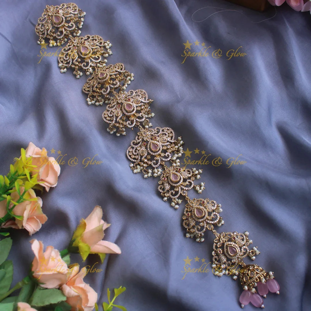 Exclusive Peacock Floral medium size victorian jadabilla with stones pearls and beads - Sparkle and Glow